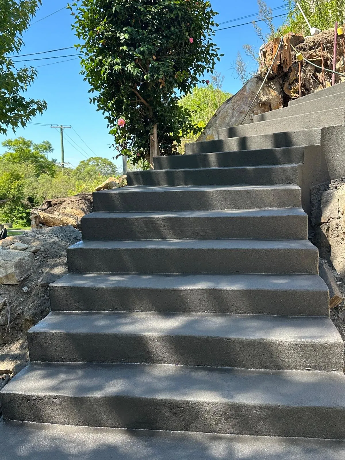 New concrete entry stairs