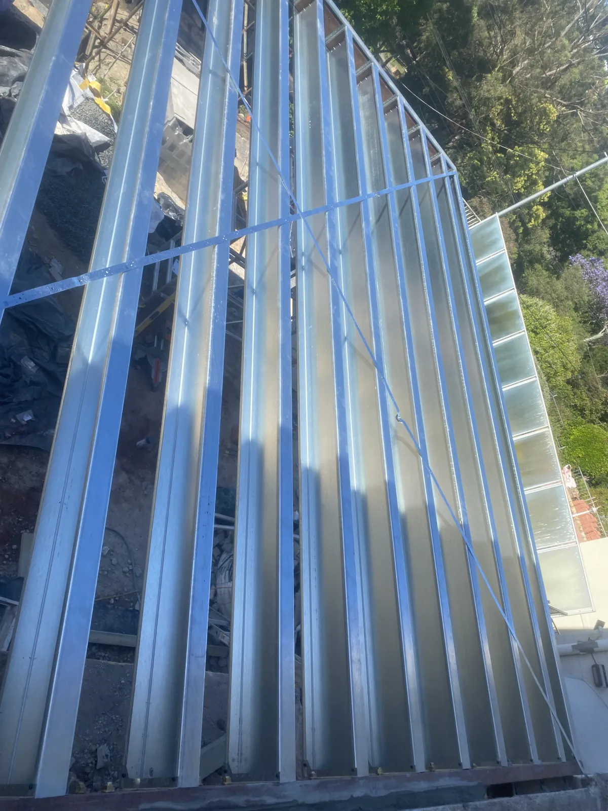 Steel framing for the upper level