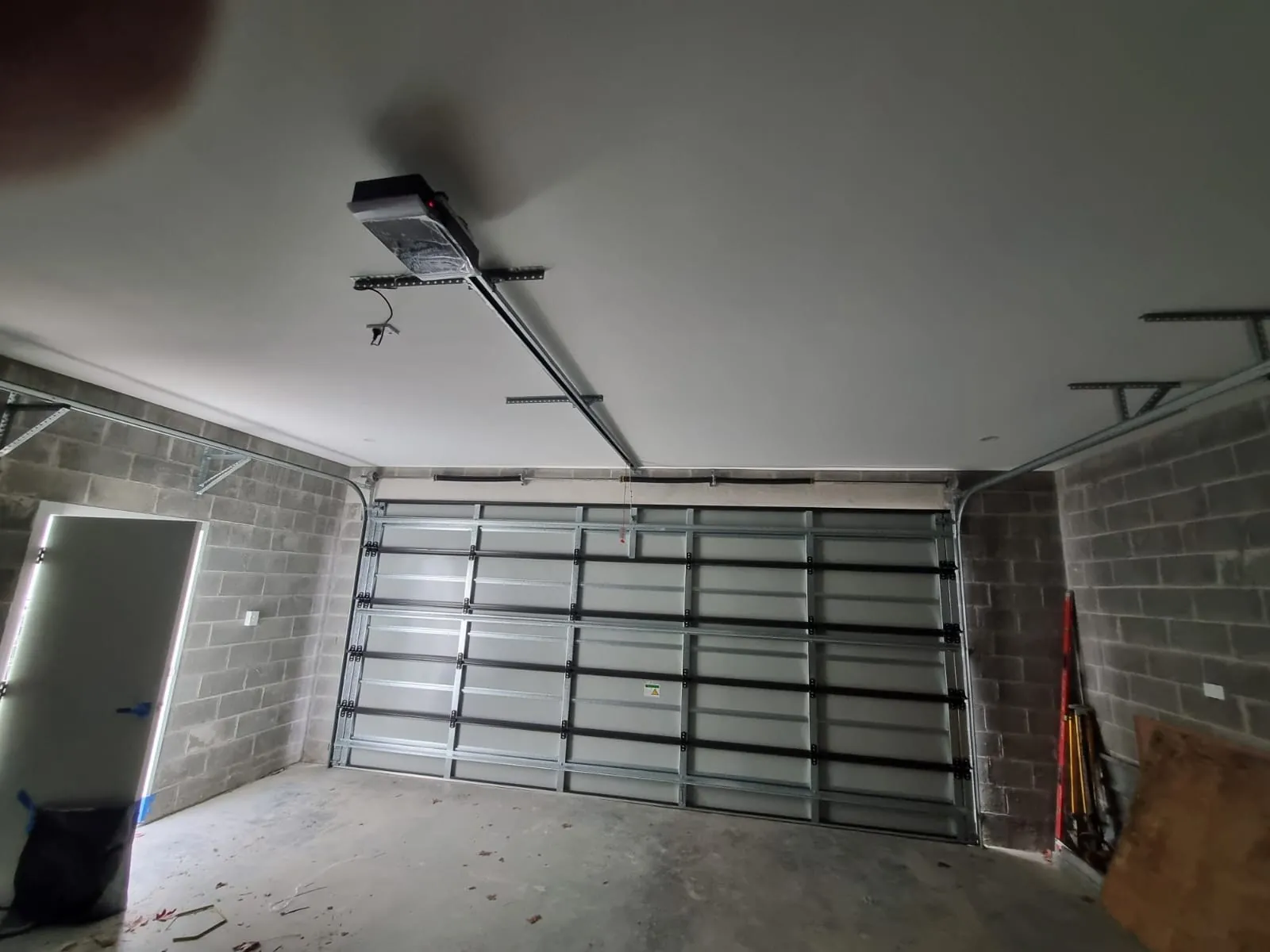 Garage interior with automatic door