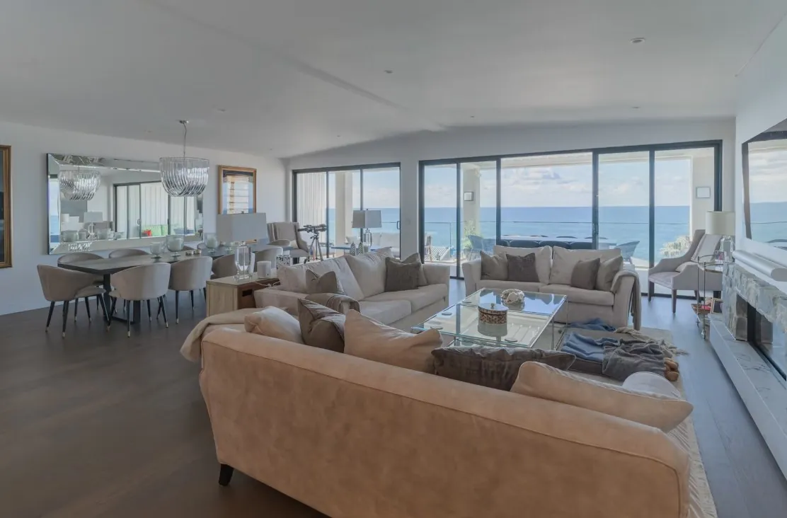 Living and dining with ocean views