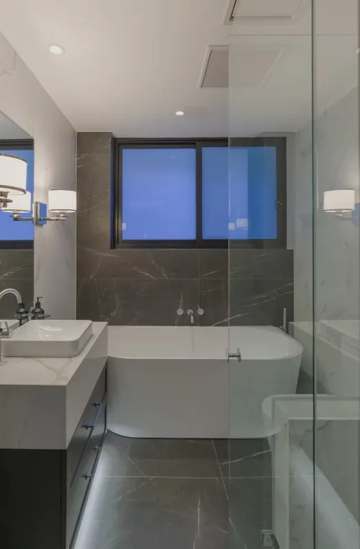 Bathroom with freestanding bath